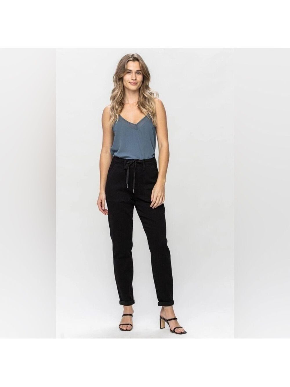 Judy Blue Black High Waist Denim Jogger Size 7 28